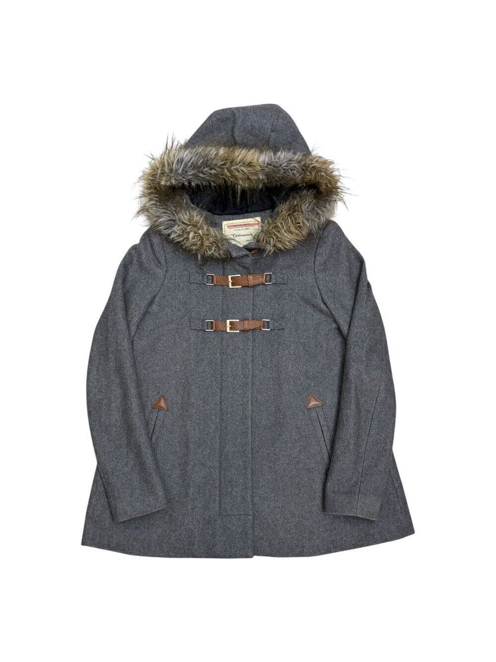 ANTHROPOLOGIE CARTONNIER Wool Faux Fur Winter Casual Jacket Coat Womens 2